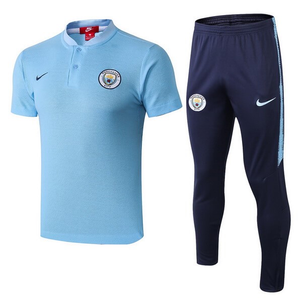 Polo Conjunto Completo Manchester City 2018/19 Azul Claro